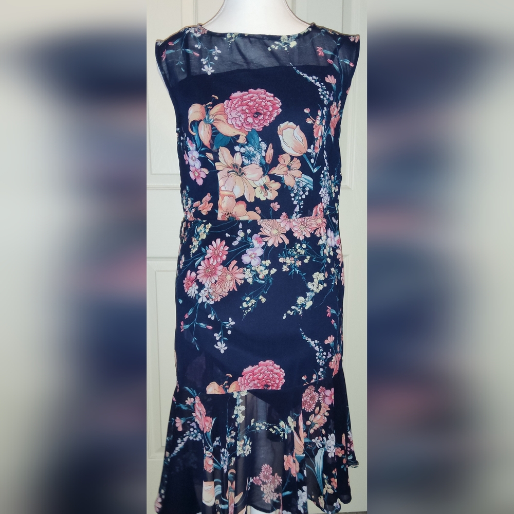 Roz & Ali Pink Orange Sheath Midi Dress for Weddings